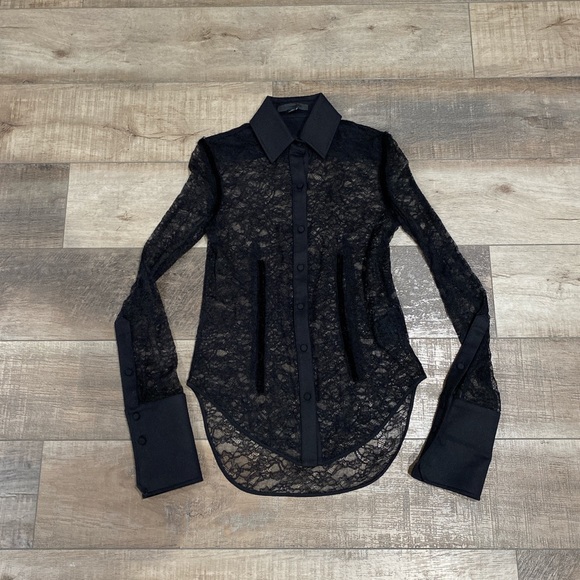 Worn once Alexander Wang black lace button up top - Picture 2 of 5
